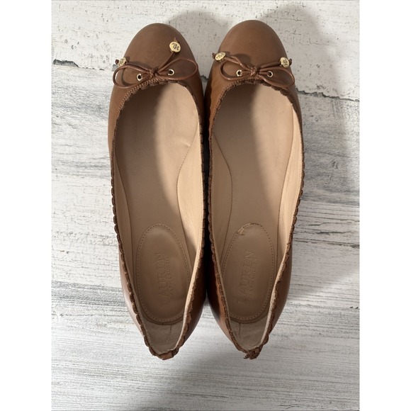 Ralph Lauren Glennie Flats Polo Tan Super Soft Leather Size 10B - Picture 10 of 13